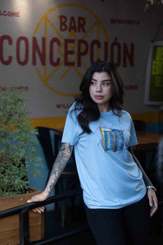 Poleras Rewind Mujer - Blockbuster Celeste
