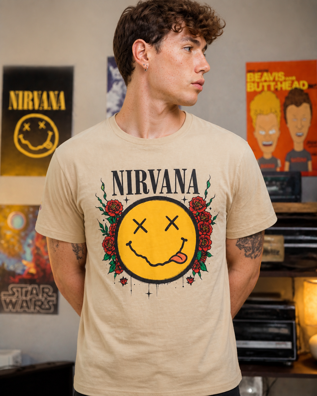 Polera MTV Hombre Nirvana floral
