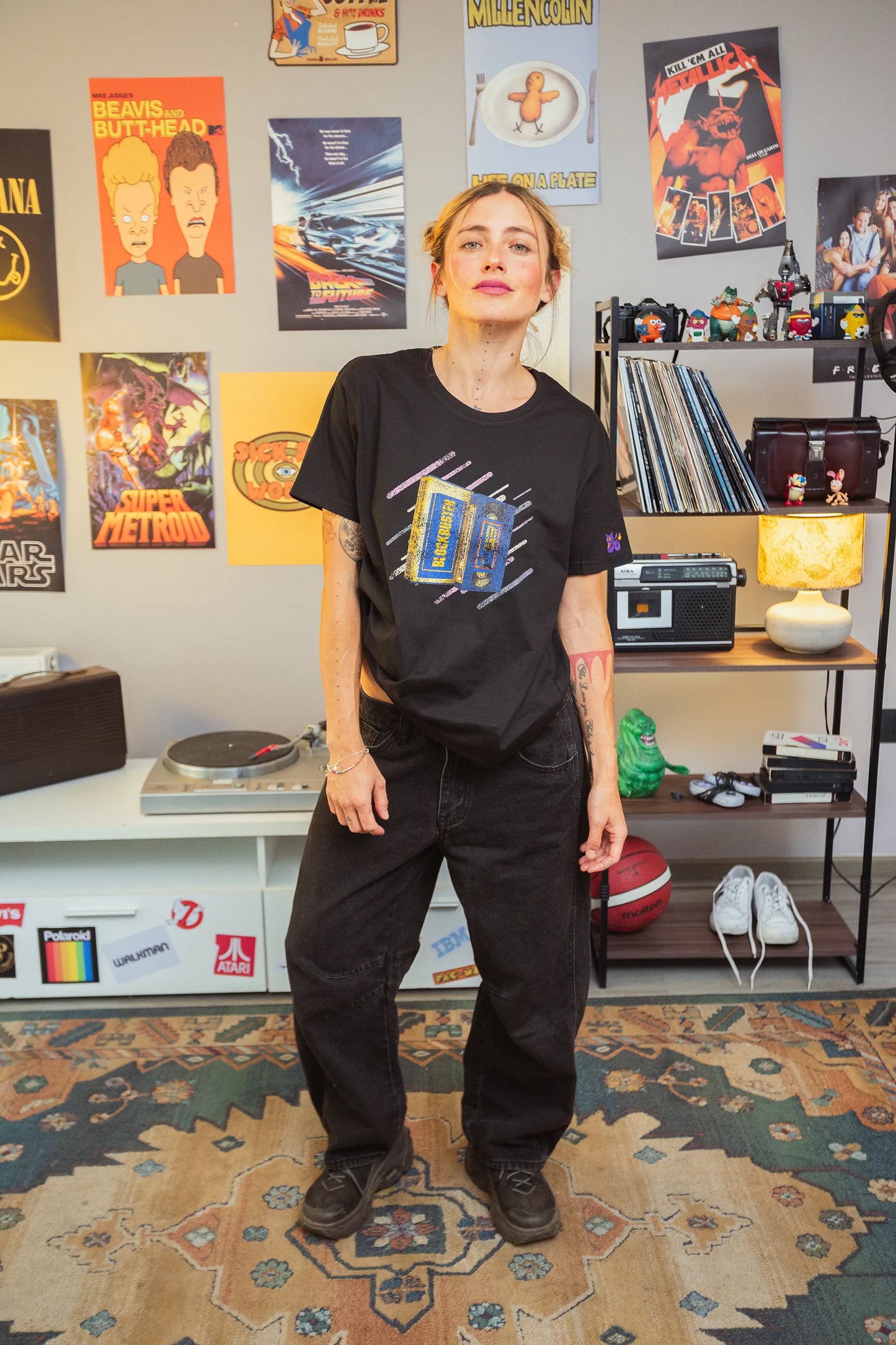 Polera Rewind Mujer - Blockbuster Negra
