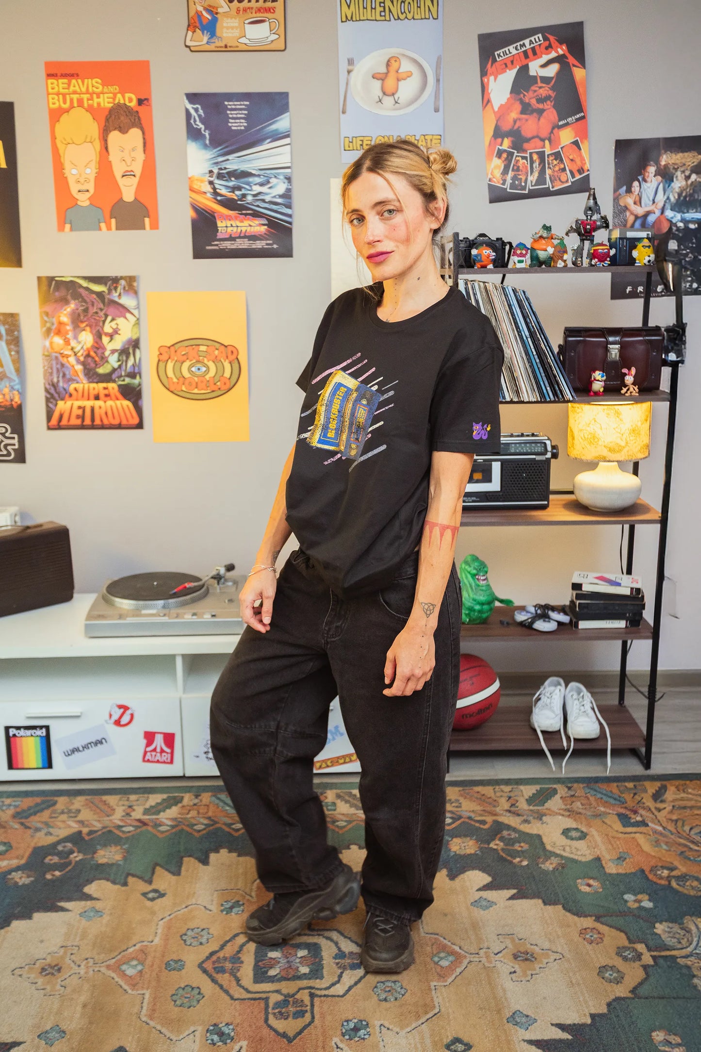 Polera Rewind Mujer - Blockbuster Negra