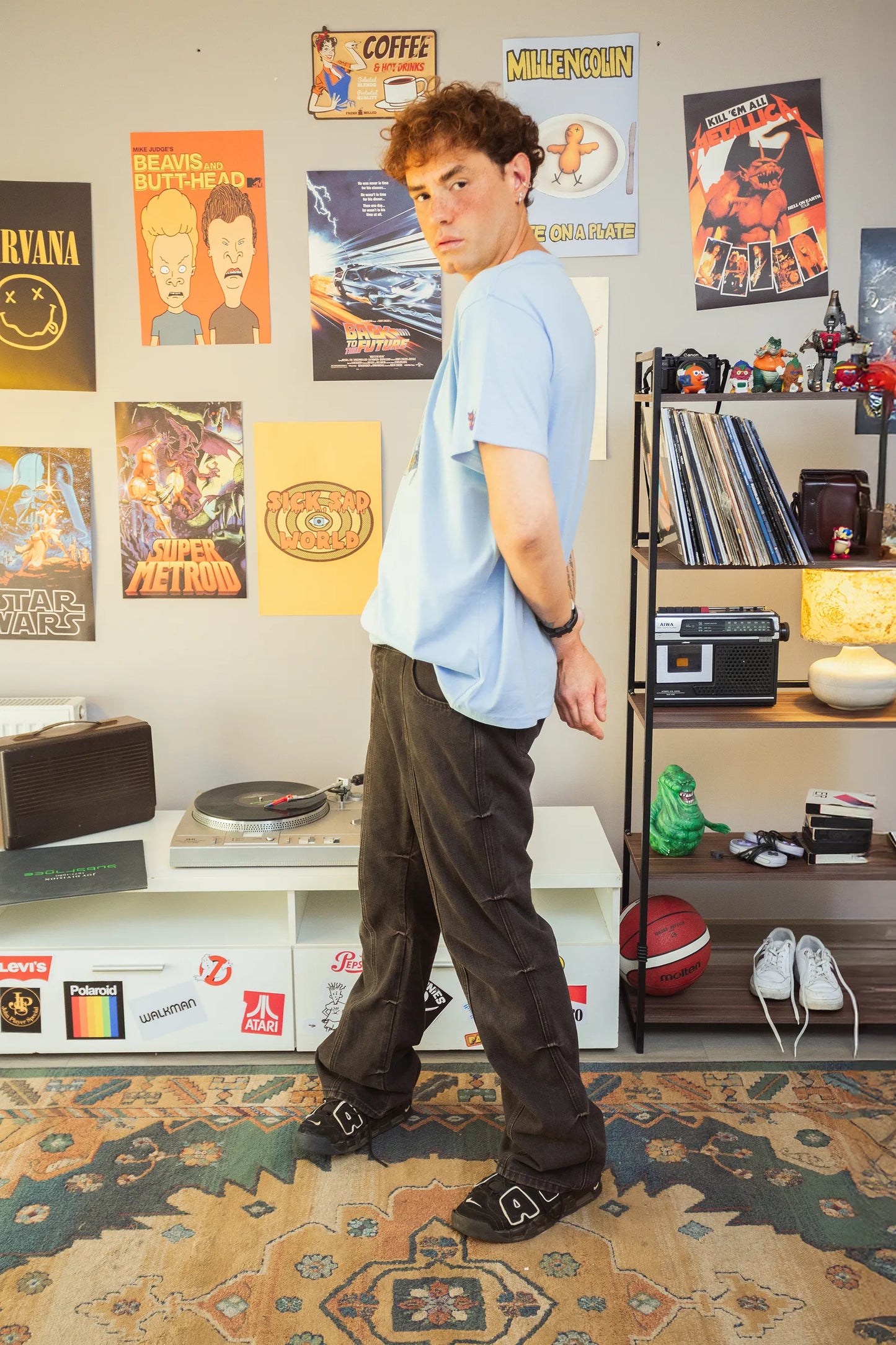 Polera Rewind Hombre - Blockbuster Celeste