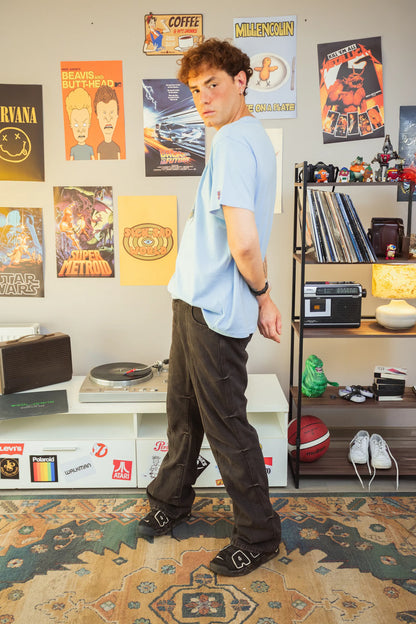 Polera Rewind Hombre - Blockbuster Celeste