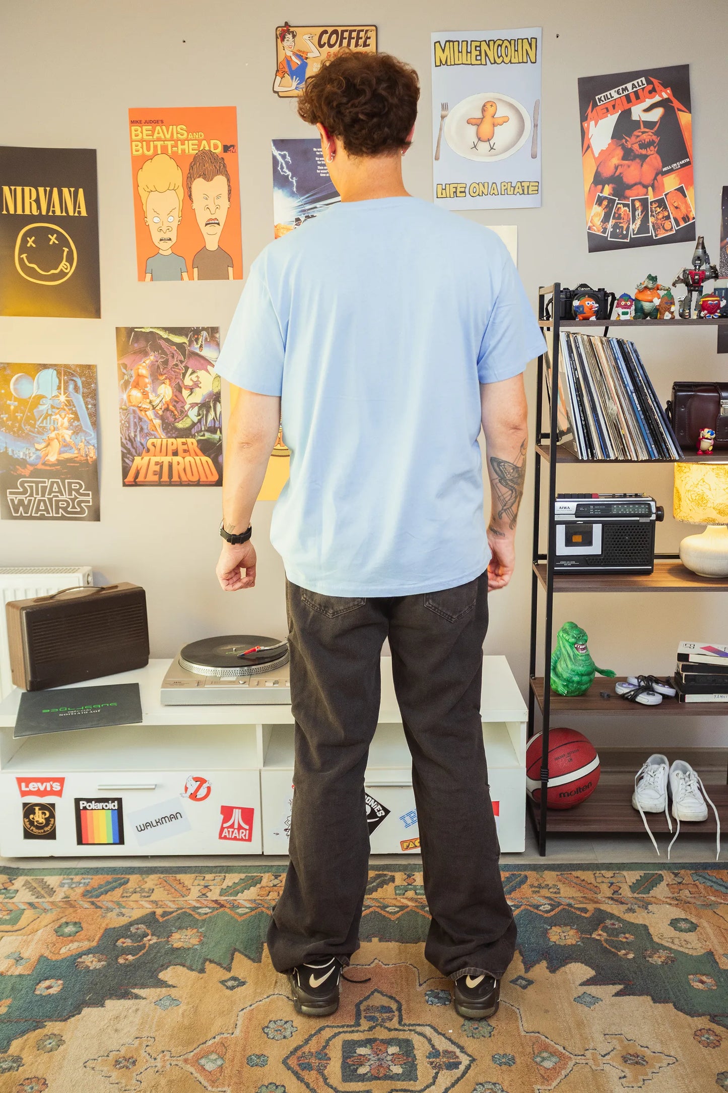 Polera Rewind Hombre - Blockbuster Celeste