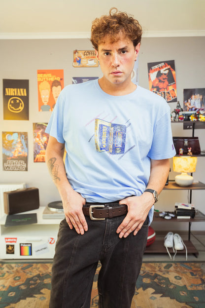 Polera Rewind Hombre - Blockbuster Celeste