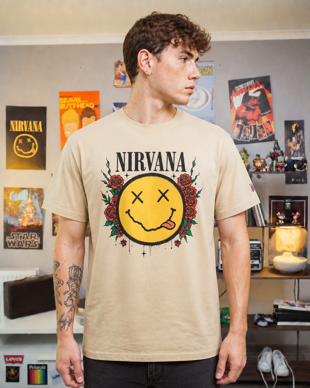 Polera MTV Hombre Nirvana floral